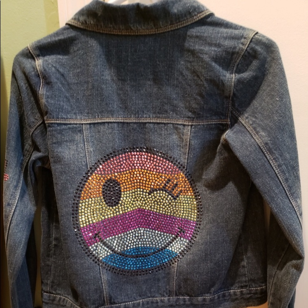 Girls Jean Jacket- Smiley Face (Love) - Size 10/12